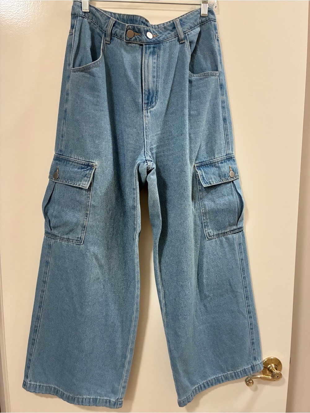 Cider Light Blue Relaxed Cargo Jeans